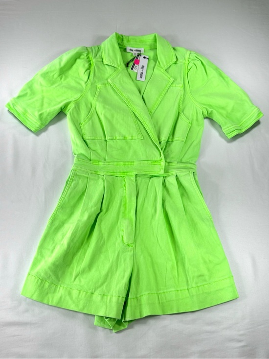 Day + Moon Pants - NWT! day+moon Women’s M Lime Green Denim Puff Sleeve Collared Zip/Button Romper